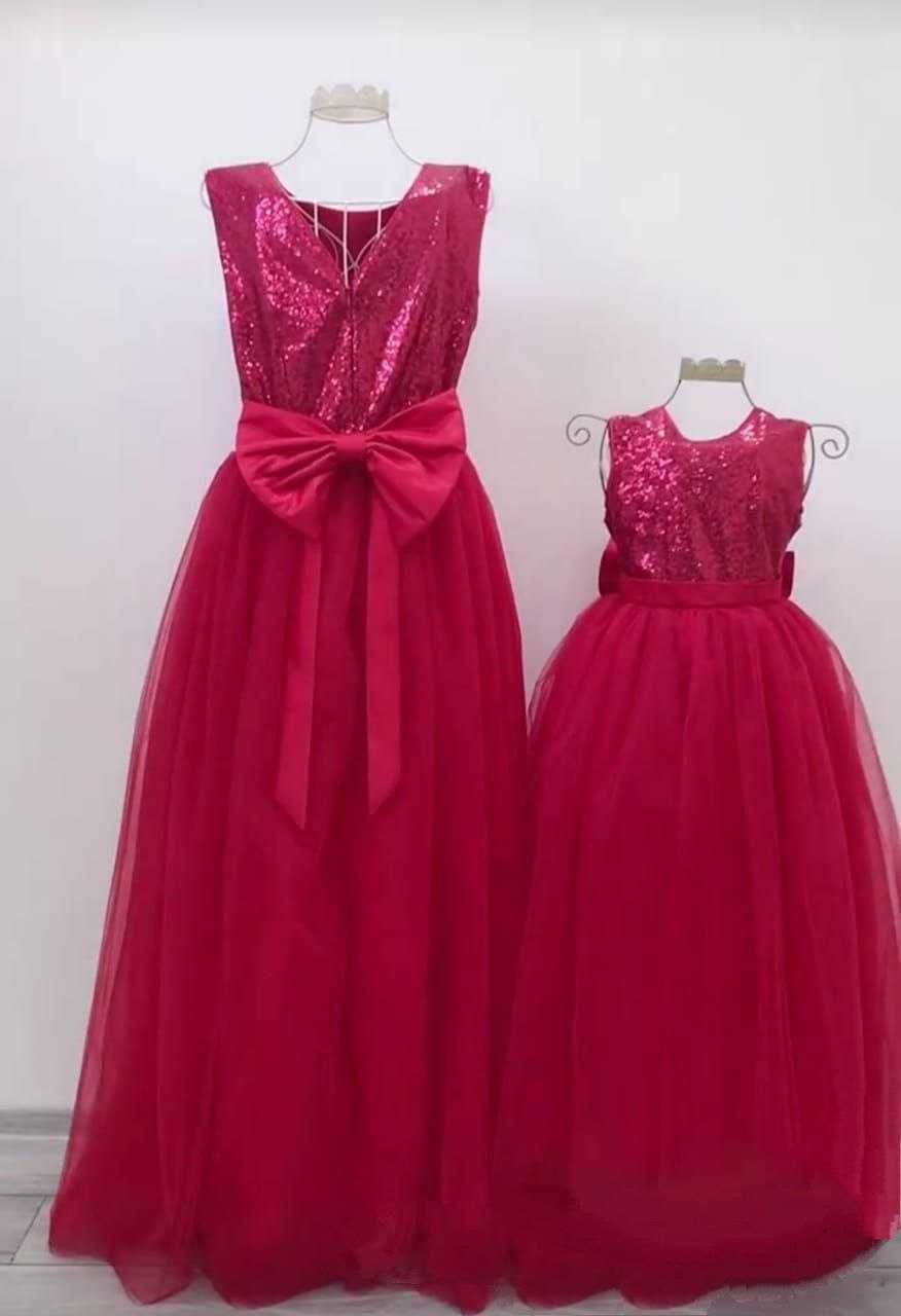 Ynf Soft Net RIN157 007 Mother & Daughter Combo Wholesale Mother Daughter Matching Gowns Manufacturer