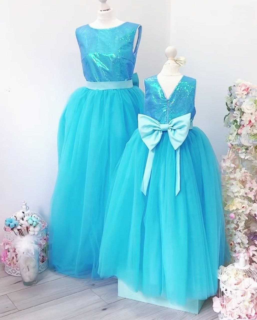 Ynf Soft Net RIN157 007 Mother & Daughter Combo Wholesale Mother Daughter Matching Gowns Manufacturer