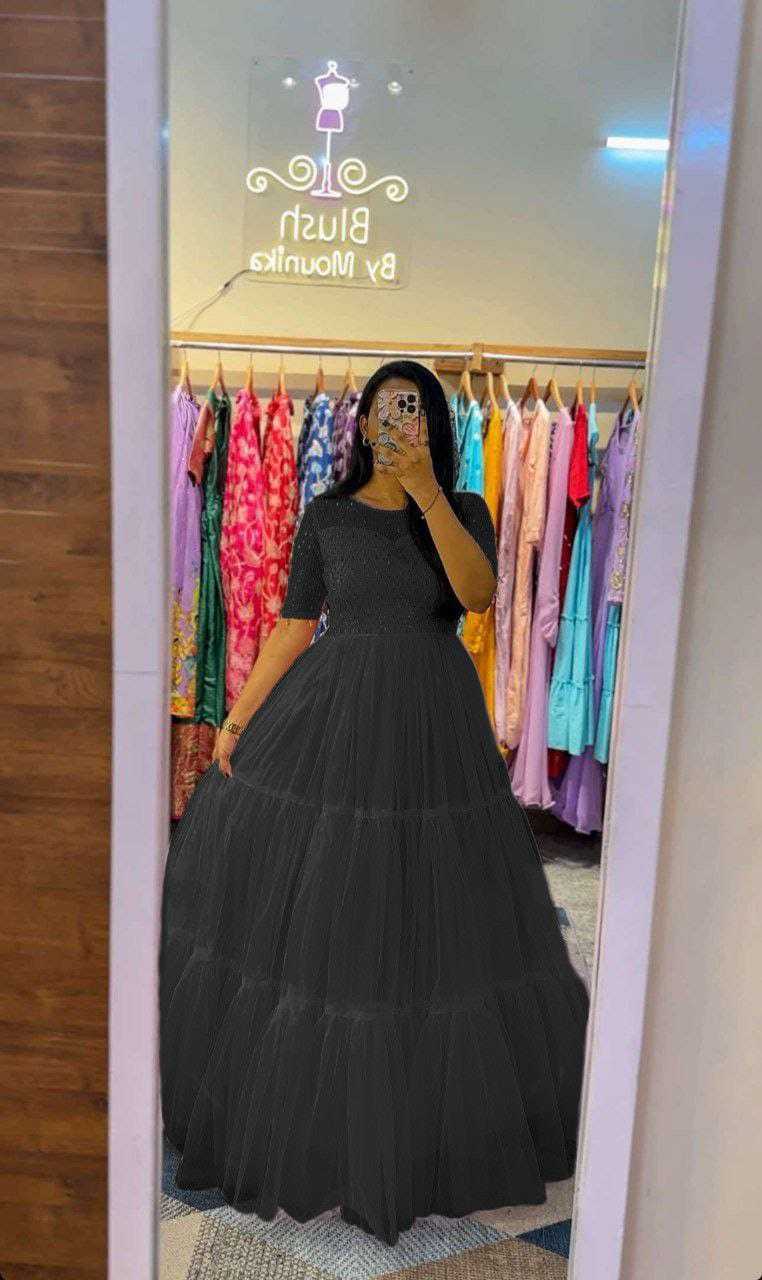 Ynf Soft Net RIN157 3109 Gowns Plus Size Collections Wholesale Embroidery Gowns Net Gowns Sequin Gowns Manufacturer