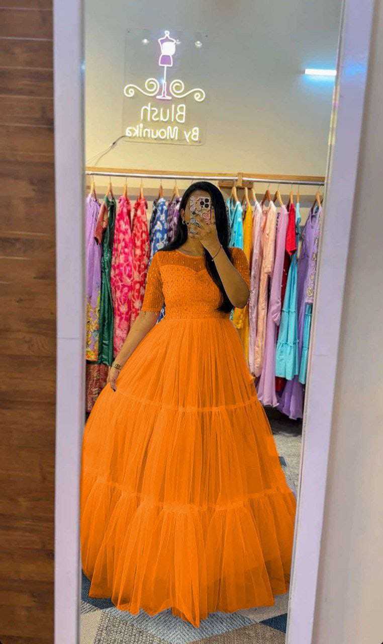 Ynf Soft Net RIN157 3109 Gowns Plus Size Collections Wholesale Embroidery Gowns Net Gowns Sequin Gowns Manufacturer