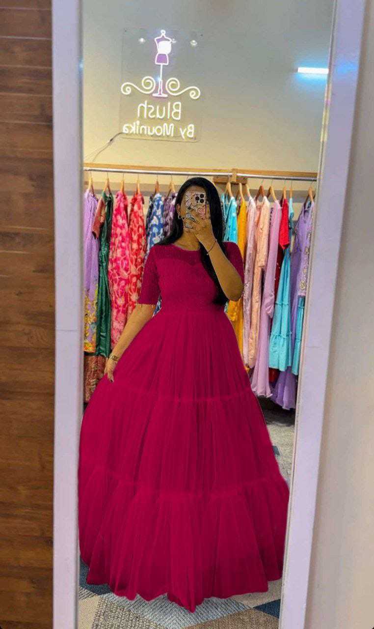 Ynf Soft Net RIN157 3109 Gowns Plus Size Collections Wholesale Embroidery Gowns Net Gowns Sequin Gowns Manufacturer
