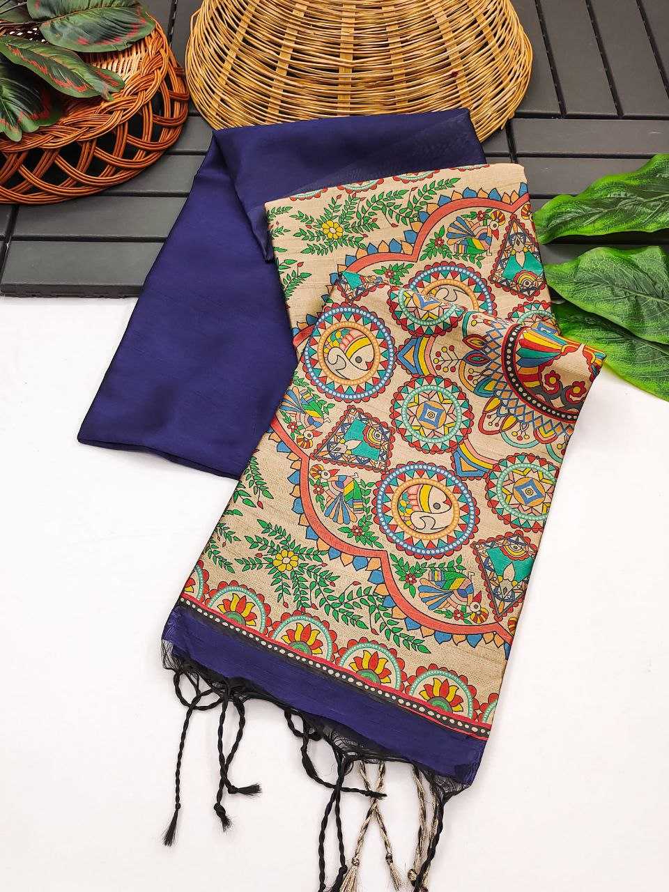 Ynf Soft Silk KESH532 MULLAI TUSSAR 108 Sarees Wedding Collections Festive Collections Wholesale Madhubani Sarees Hand Printed Saree Traditional Sarees Manufacturer