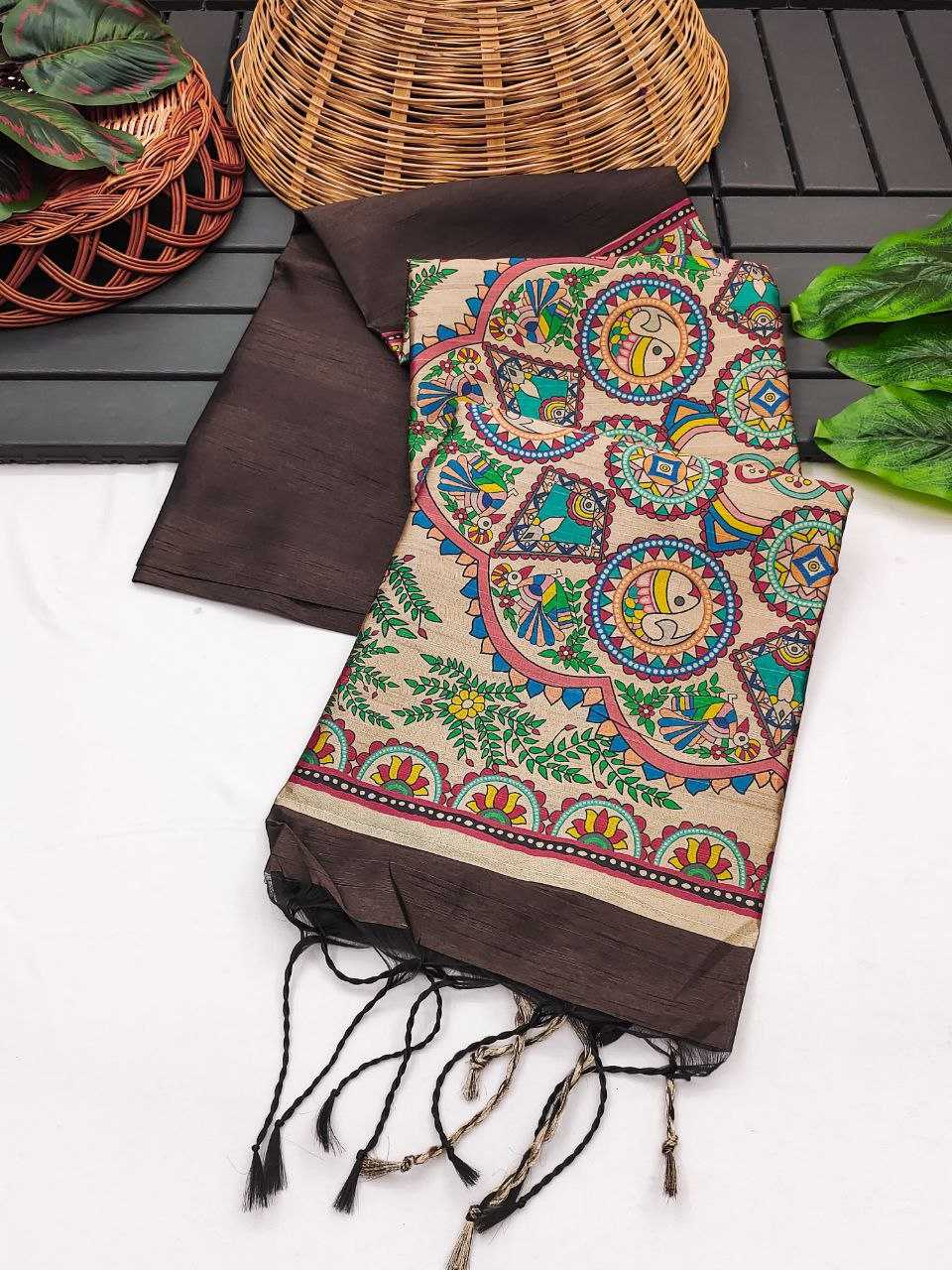 Ynf Soft Silk KESH532 MULLAI TUSSAR 108 Sarees Wedding Collections Festive Collections Wholesale Madhubani Sarees Hand Printed Saree Traditional Sarees Manufacturer