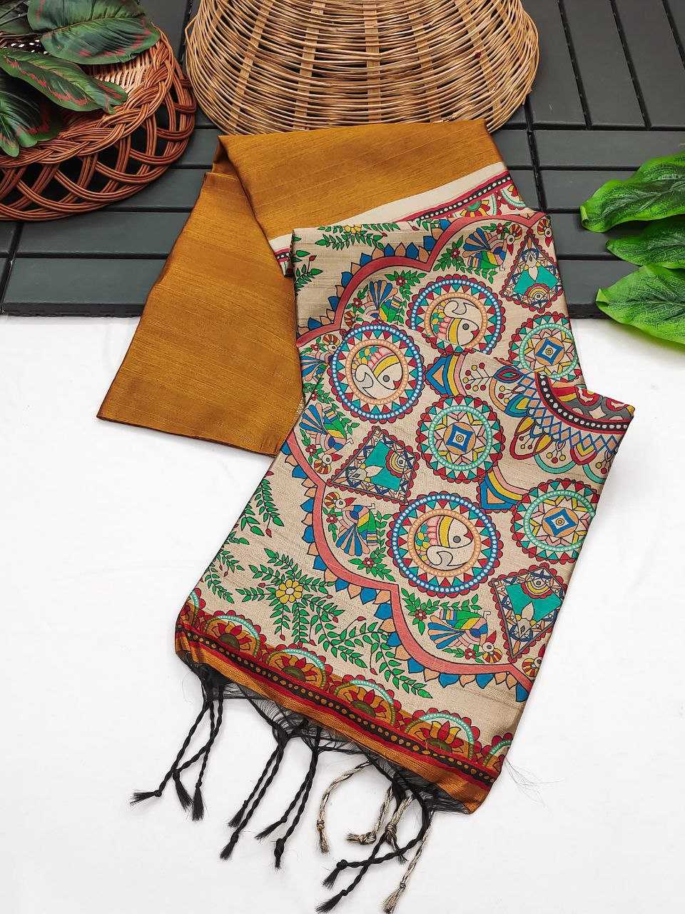 Ynf Soft Silk KESH532 MULLAI TUSSAR 108 Sarees Wedding Collections Festive Collections Wholesale Madhubani Sarees Hand Printed Saree Traditional Sarees Manufacturer
