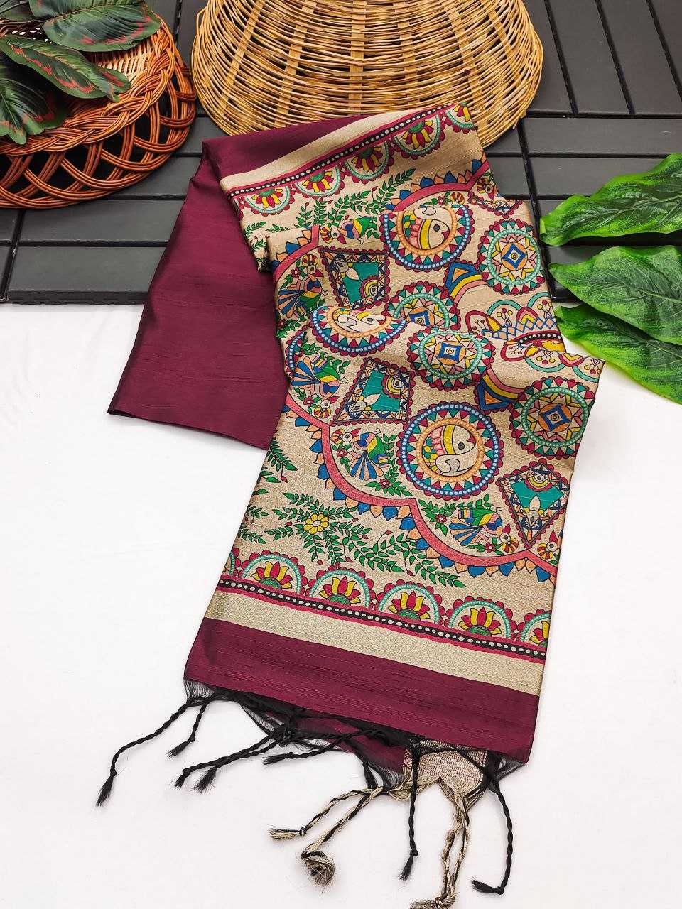 Ynf Soft Silk KESH532 MULLAI TUSSAR 108 Sarees Wedding Collections Festive Collections Wholesale Madhubani Sarees Hand Printed Saree Traditional Sarees Manufacturer