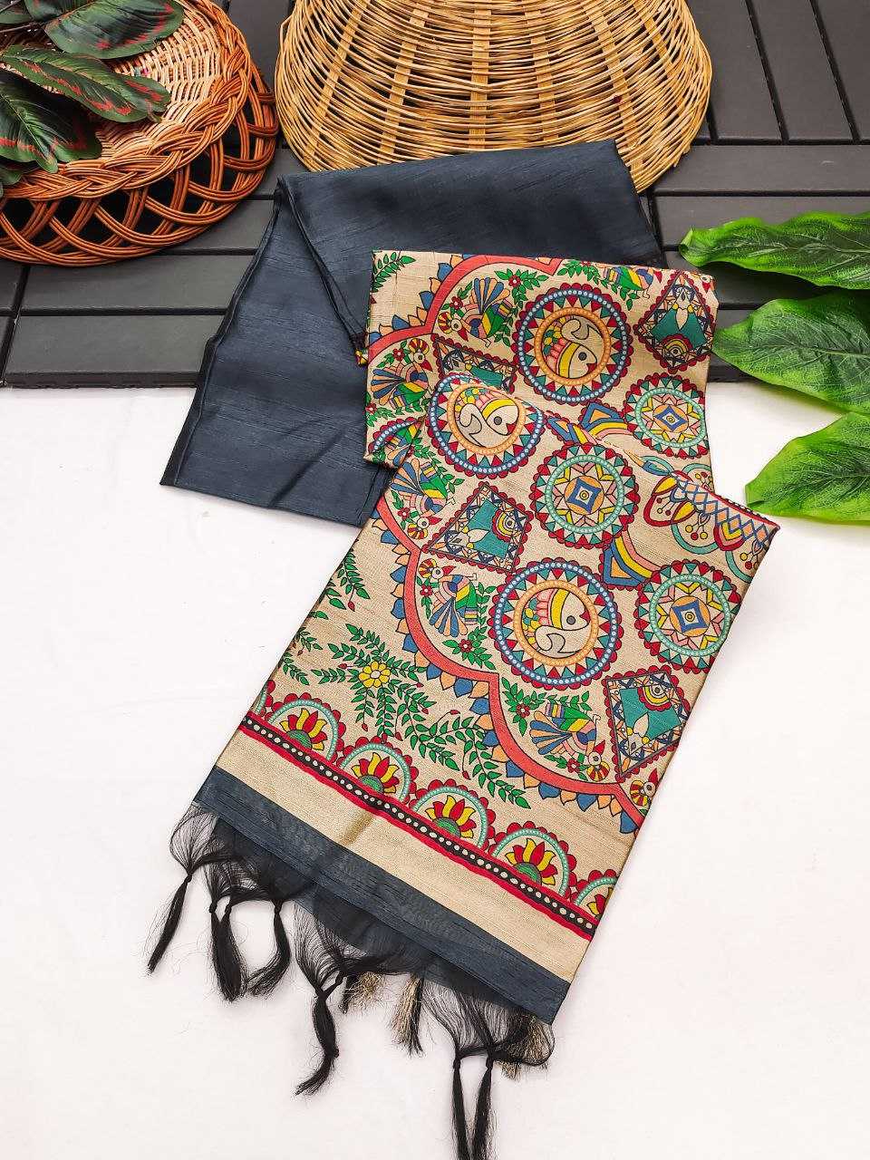 Ynf Soft Silk KESH532 MULLAI TUSSAR 108 Sarees Wedding Collections Festive Collections Wholesale Madhubani Sarees Hand Printed Saree Traditional Sarees Manufacturer