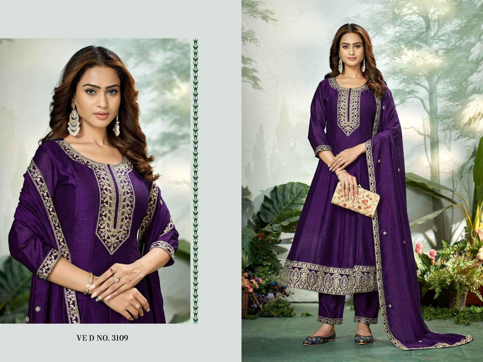 Ynf Soft Vichitra RIN190 376 Setwise Collections Wholesale Gowns Catalogs Manufacturer