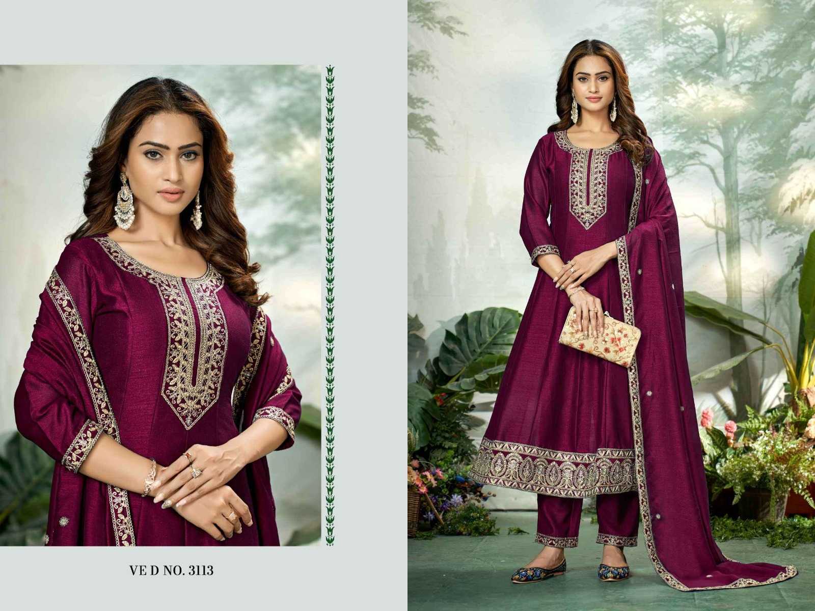 Ynf Soft Vichitra RIN190 376 Setwise Collections Wholesale Gowns Catalogs Manufacturer