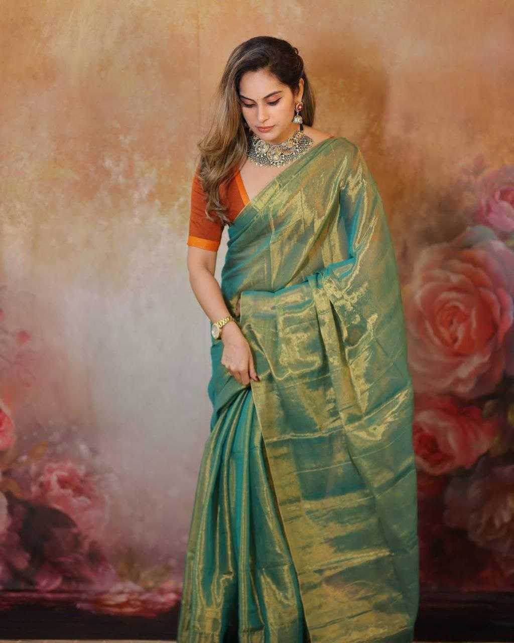 Ynf Tissue KESH525 PURE RAGA TISSUE Sarees Wholesale Party Wear Sarees Lightweight Sarees Manufacturer