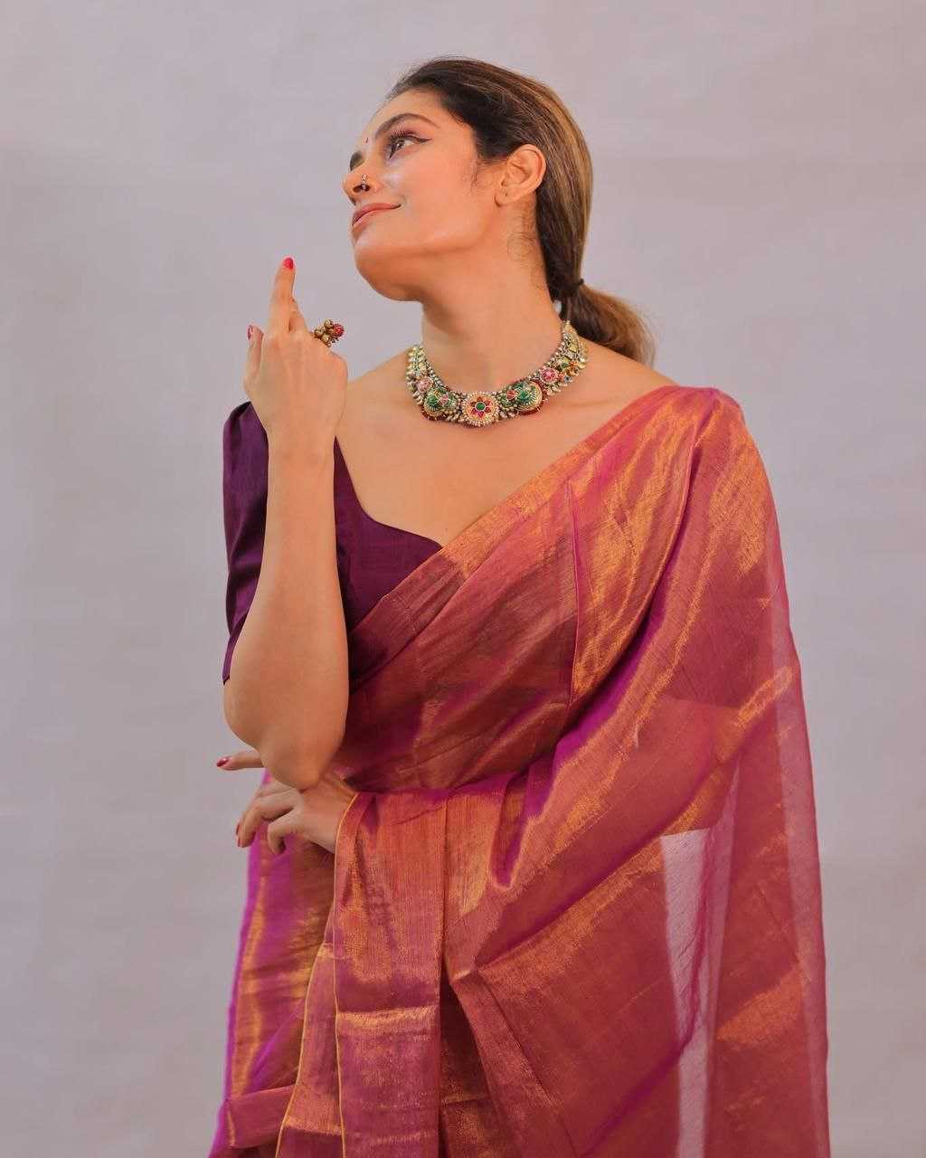 Ynf Tissue KESH525 PURE RAGA TISSUE Sarees Wholesale Party Wear Sarees Lightweight Sarees Manufacturer