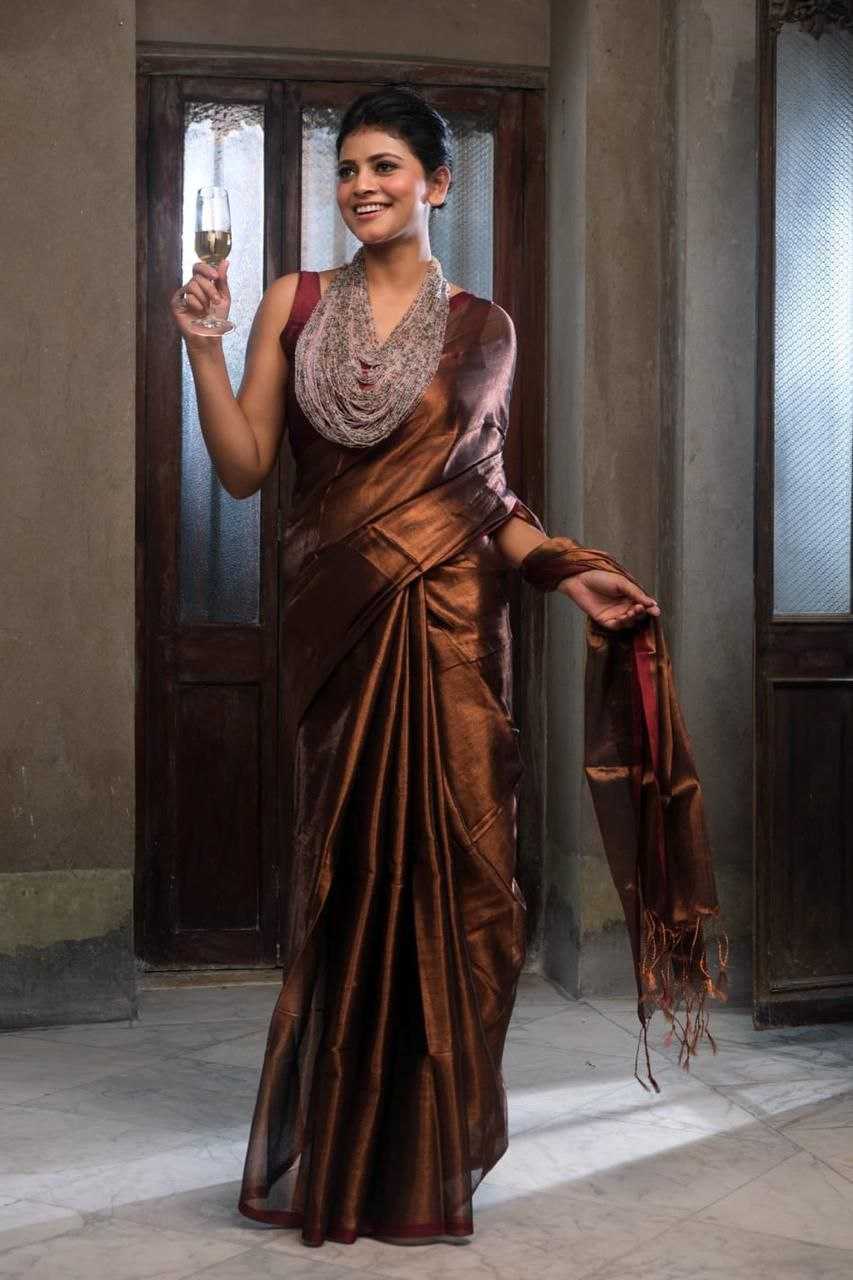 Ynf Tissue KESH525 PURE RAGA TISSUE Sarees Wholesale Party Wear Sarees Lightweight Sarees Manufacturer