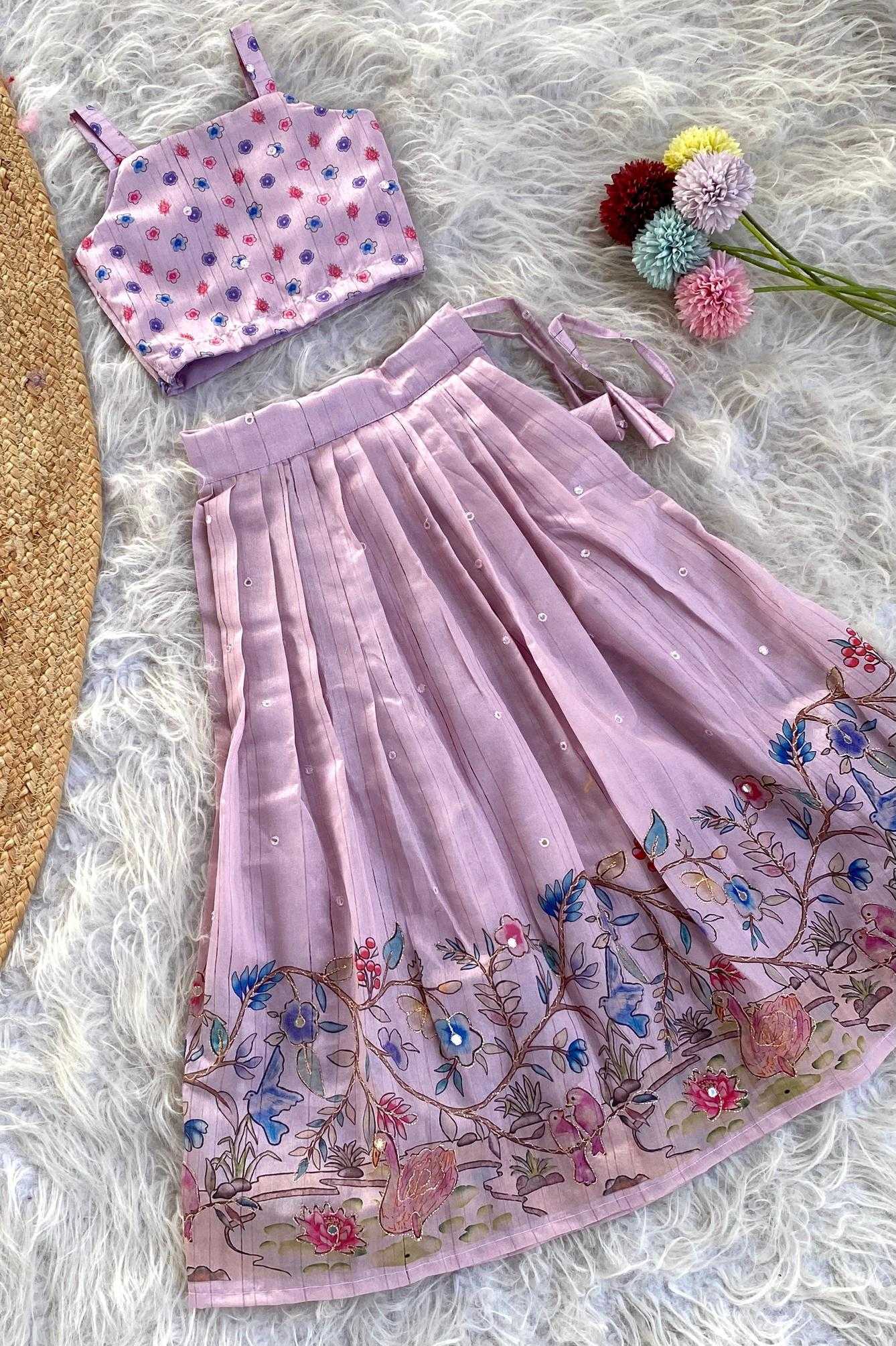 Ynf Tussar Silk KESH249 KLY120525 Kids Wear Wholesale Kids Lehenga Kids Lehenga Choli Baby Girl Lehenga Manufacturer