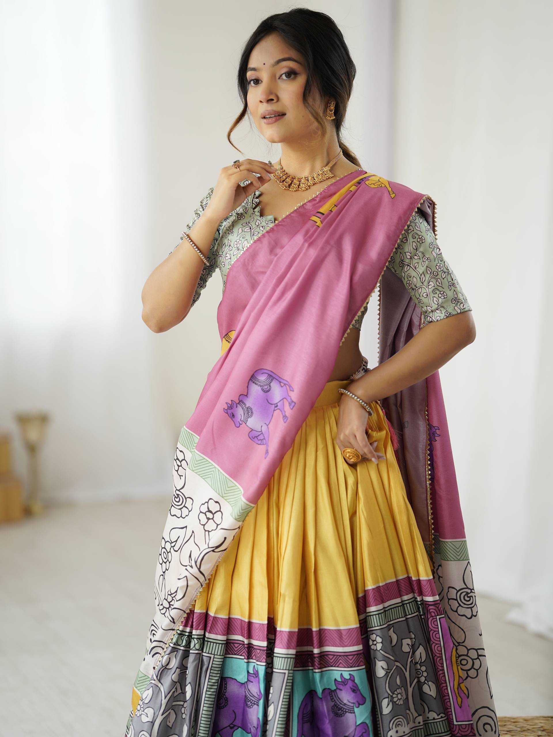 Ynf Tussar Silk KESH485 80 Lehengas Wholesale Designer Lehenga Fancy Lehenga Kalamkari Lehenga Manufacturer
