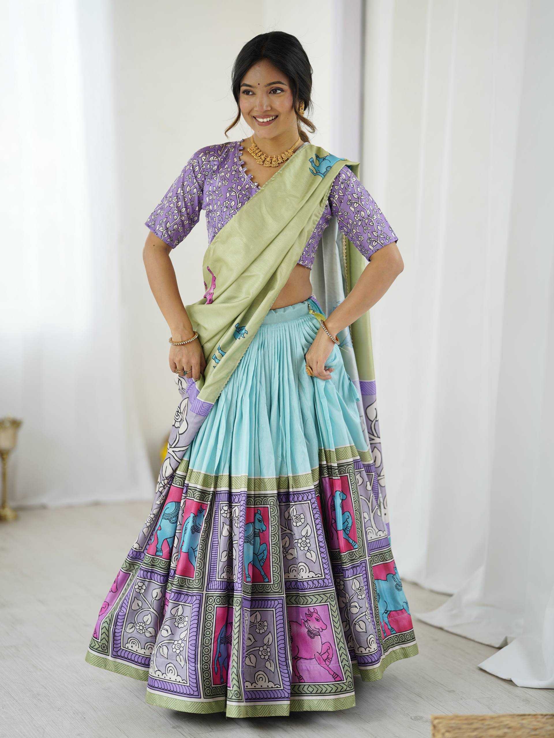 Ynf Tussar Silk KESH485 80 Lehengas Wholesale Designer Lehenga Fancy Lehenga Kalamkari Lehenga Manufacturer