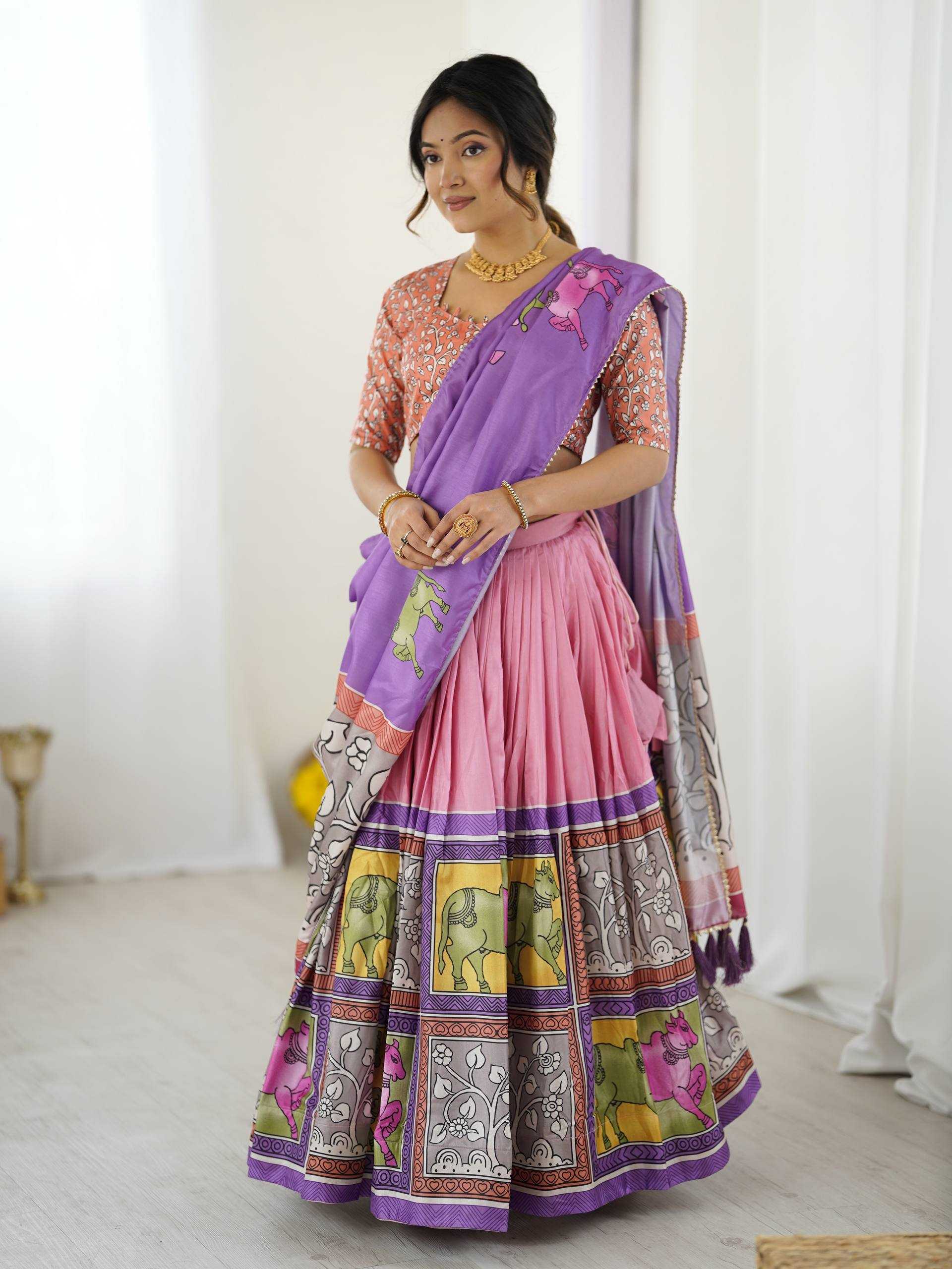 Ynf Tussar Silk KESH485 80 Lehengas Wholesale Designer Lehenga Fancy Lehenga Kalamkari Lehenga Manufacturer