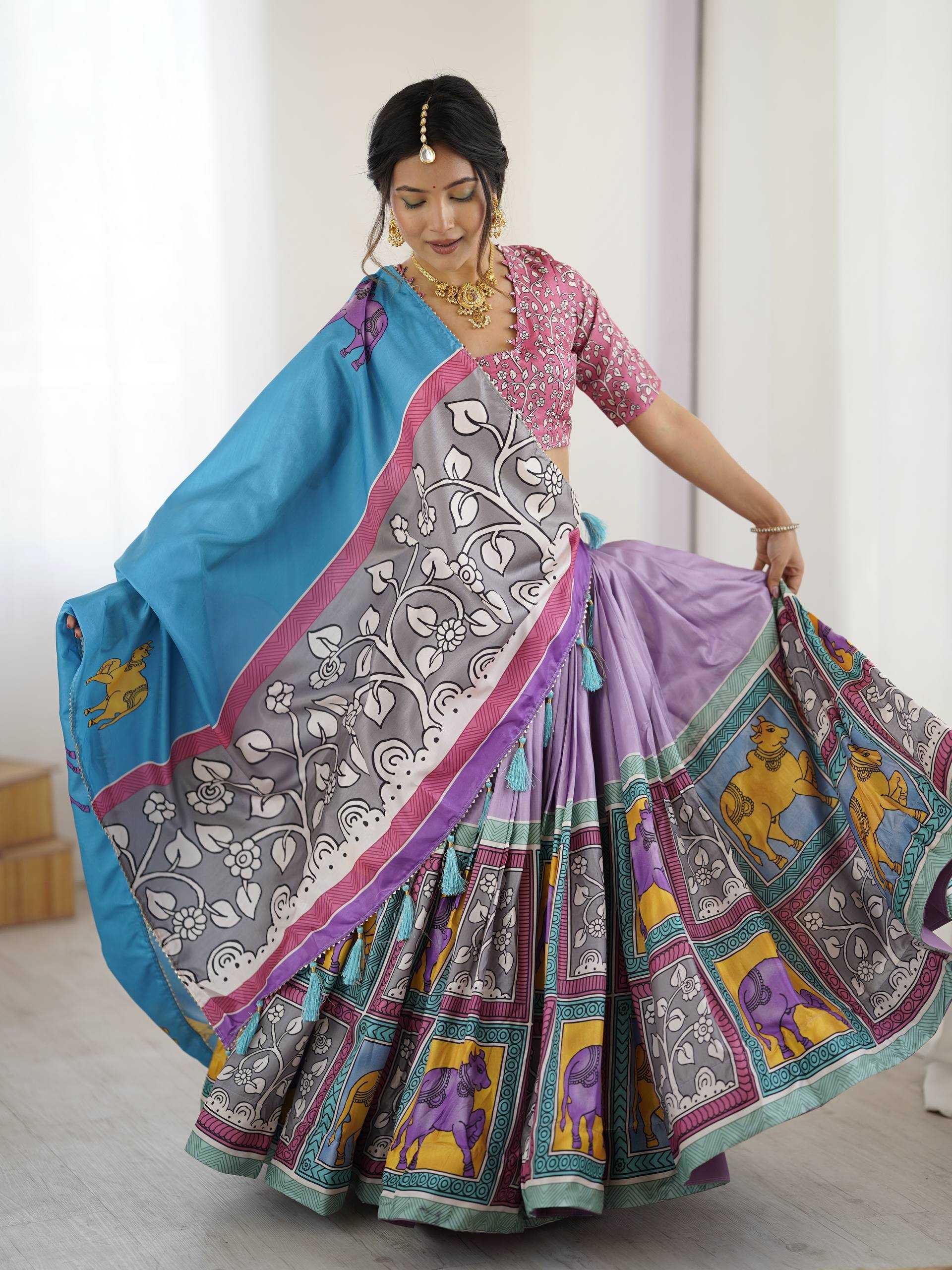 Ynf Tussar Silk KESH485 80 Lehengas Wholesale Designer Lehenga Fancy Lehenga Kalamkari Lehenga Manufacturer