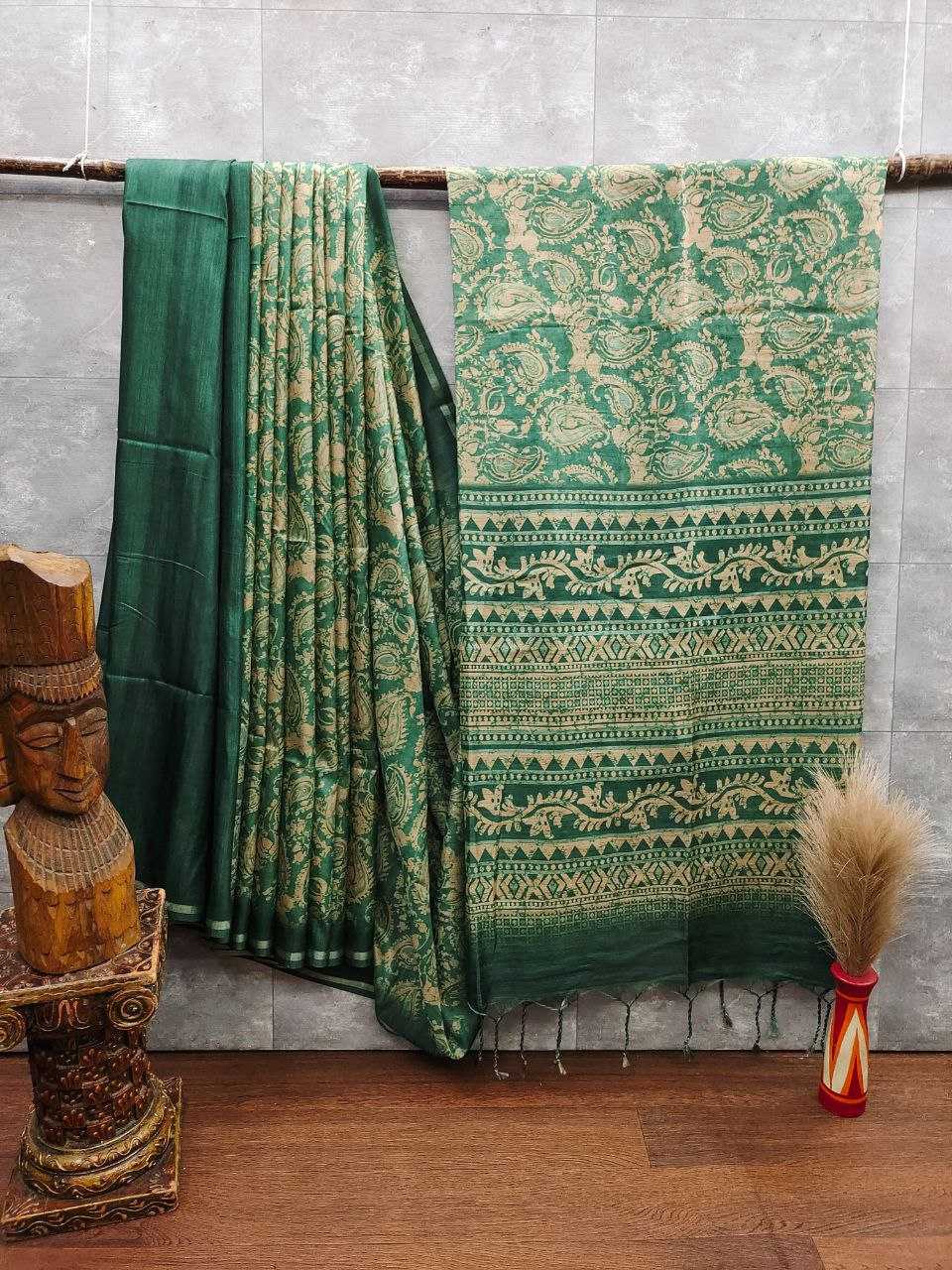 Ynf Tussar Silk KESH505 MONIKA KERI Sarees Wedding Collections Festive Collections Wholesale Block Print Sarees Zari Border Sarees Silk Sarees Manufacturer