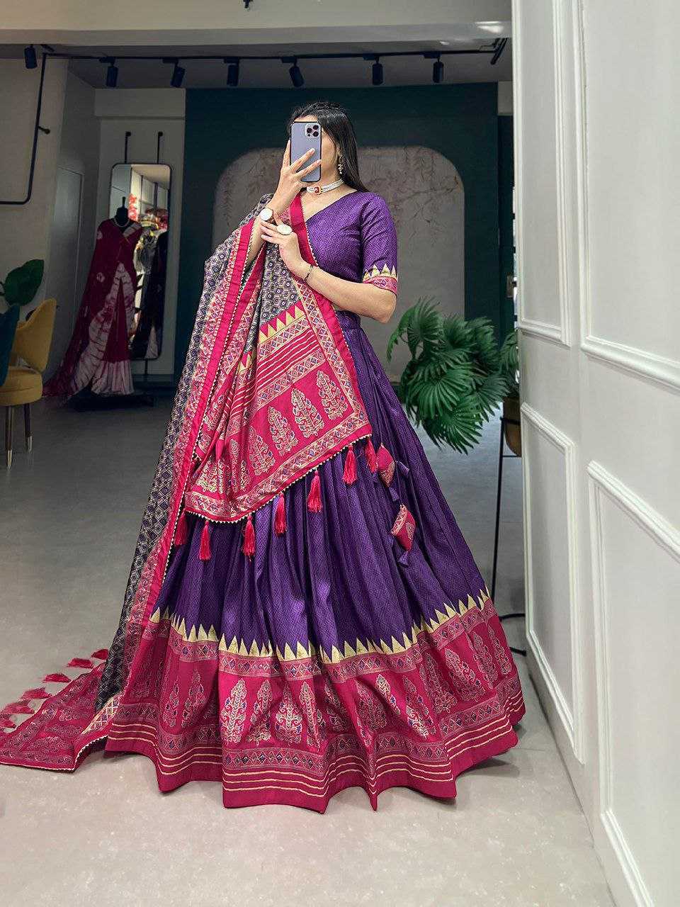 Ynf Tussar Silk KESH511 AJRAKH Festive Collections Wholesale Navratri Chaniya Choli Manufacturer