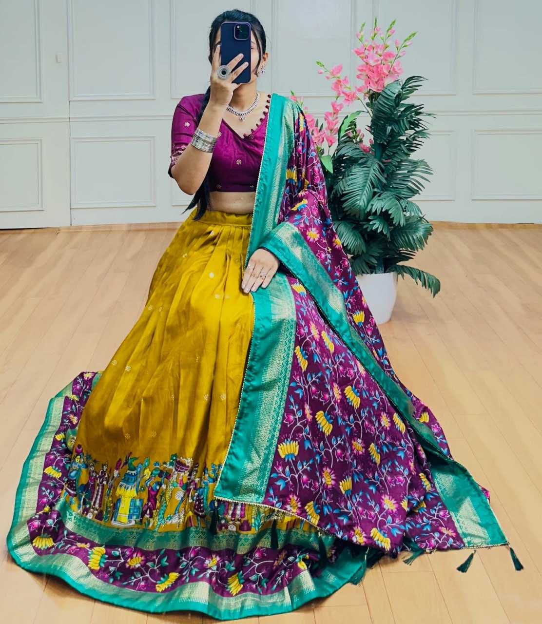 Ynf Tussar Silk KESH511 BARATI Lehengas Wholesale Traditional Lehenga Silk Lehenga Printed Lehenga Manufacturer