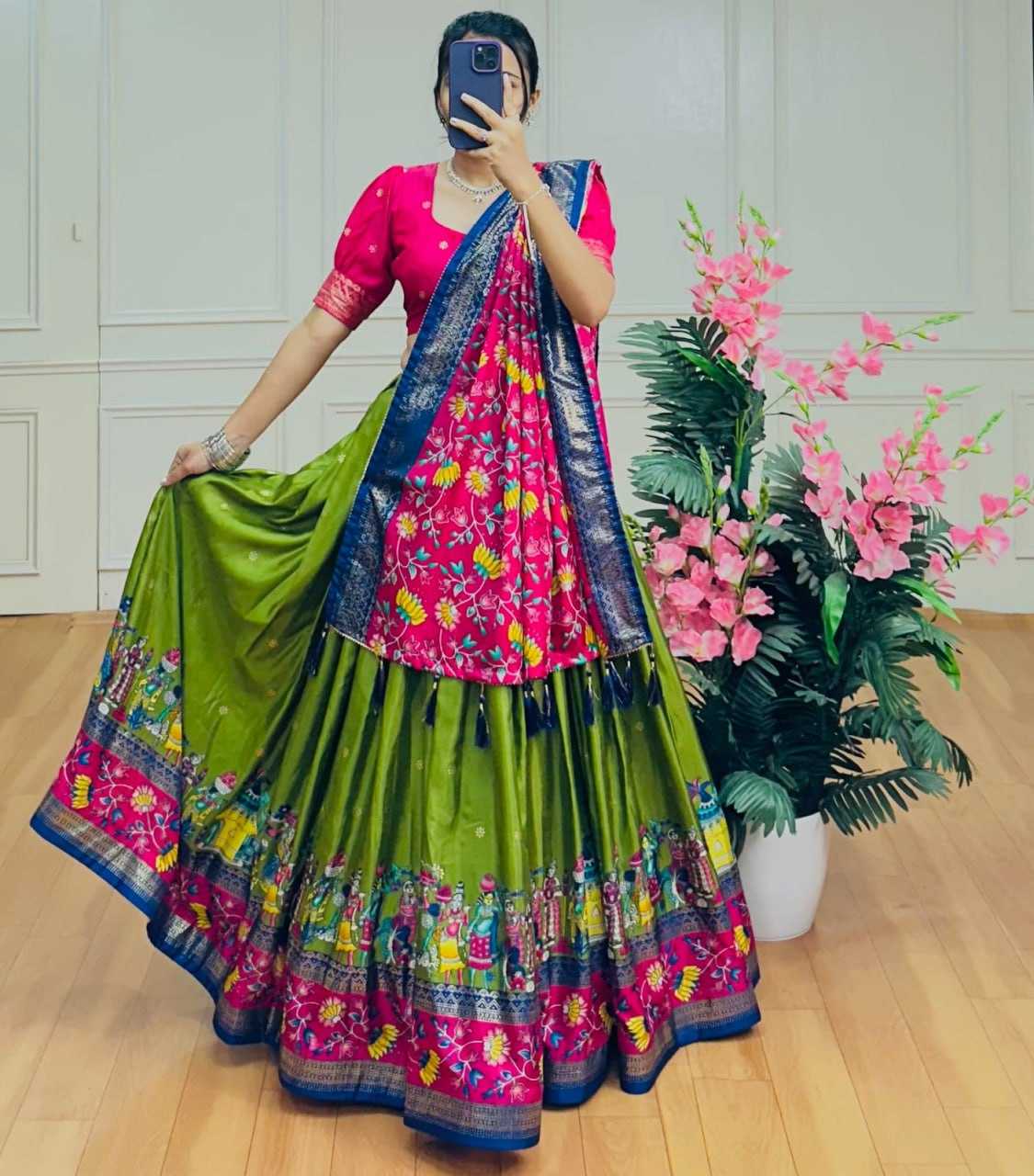 Ynf Tussar Silk KESH511 BARATI Lehengas Wholesale Traditional Lehenga Silk Lehenga Printed Lehenga Manufacturer
