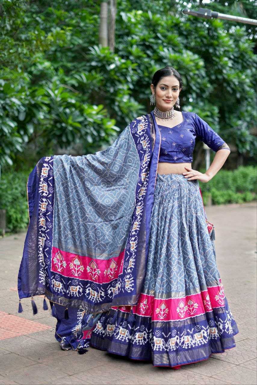 Ynf Tussar Silk KESH511 Ekta bandhni Lehengas Wholesale Traditional Lehenga Silk Lehenga Printed Lehenga Manufacturer
