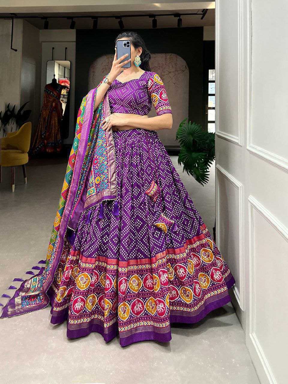 Ynf Tussar Silk KESH511 WHITE PATOLA Festive Collections Wholesale Navratri Chaniya Choli Manufacturer