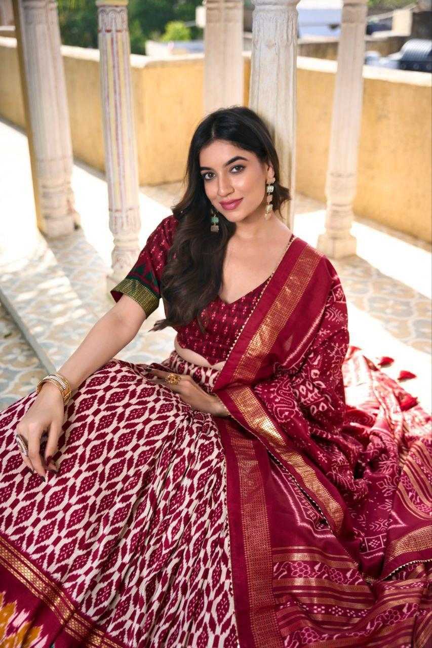 Ynf Tussar Silk KESH511 WHITE PATOLA Lehengas Wholesale Designer Lehenga Traditional Lehenga Printed Lehenga Manufacturer