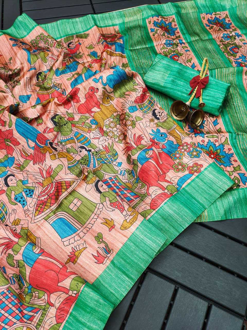 Ynf Tussar Silk KESH532 SAKHI MADHUBANI Silk Sarees Wholesale Tussar Silk Sarees Printed Silk Saree Kalamkari Silk Sarees Manufacturer