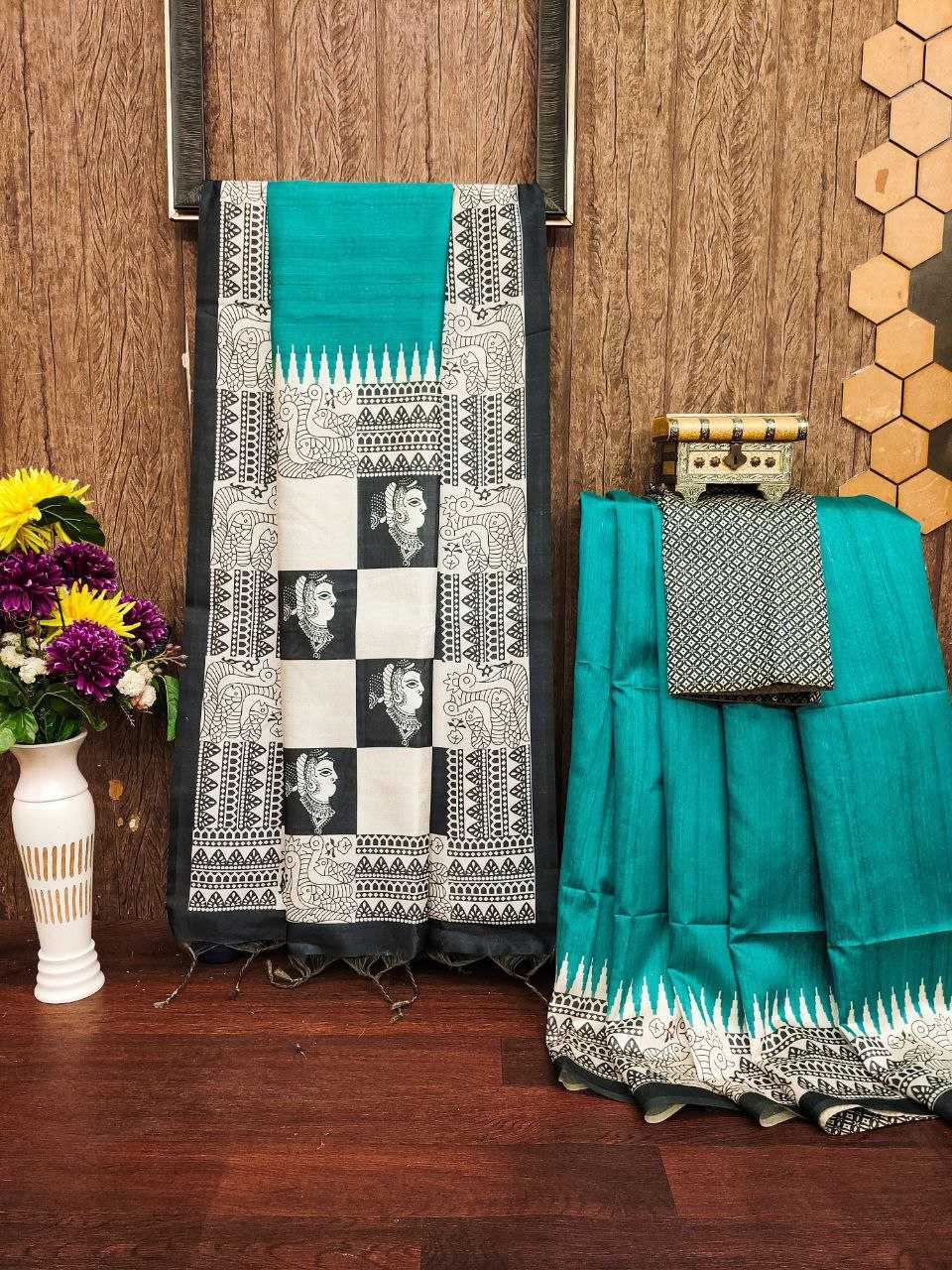 Ynf Tussar Silk KESH532 YOGITA 106 Sarees Wedding Collections Festive Collections Wholesale Printed Sarees Madhubani Sarees Silk Sarees Manufacturer
