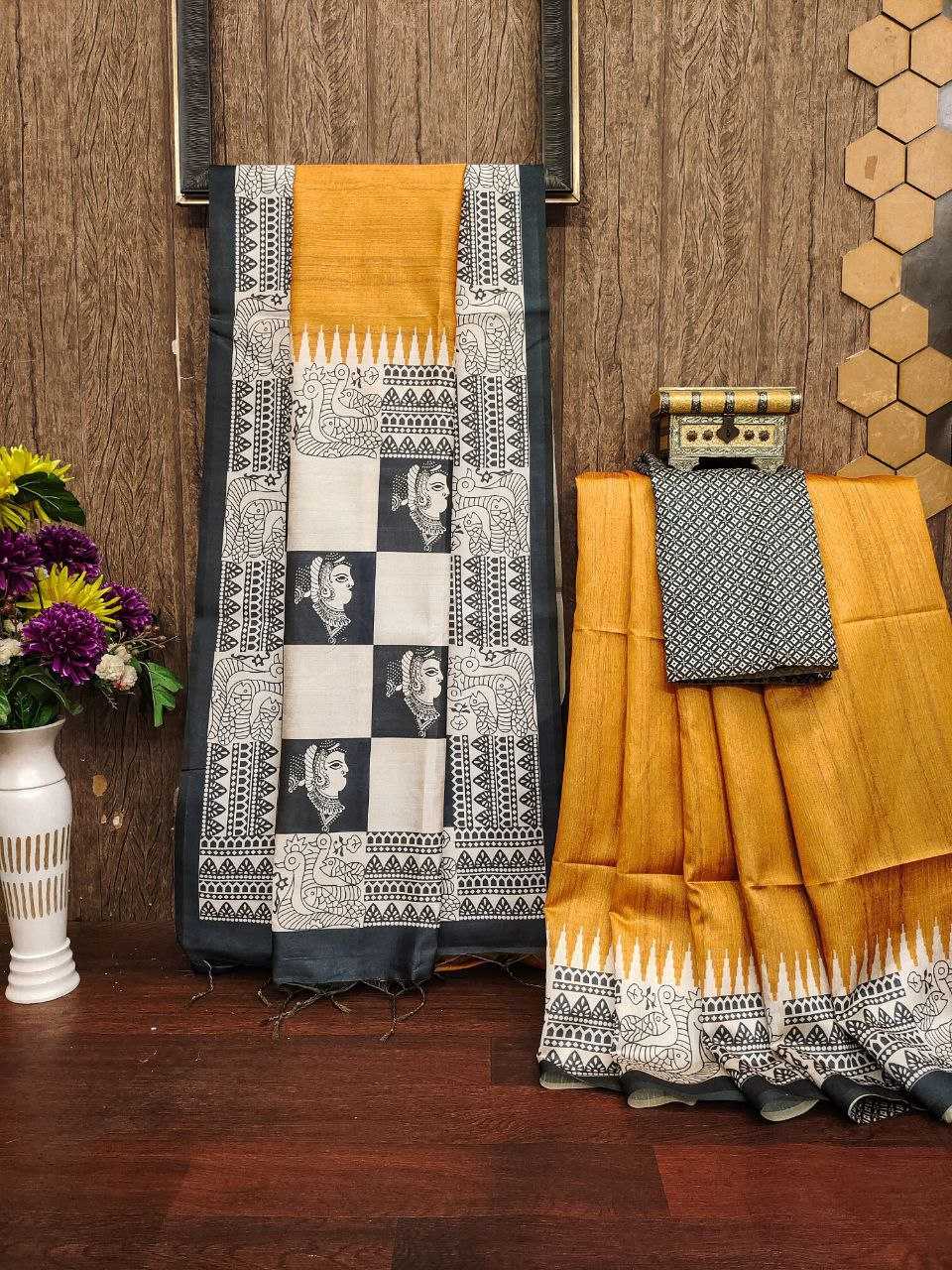 Ynf Tussar Silk KESH532 YOGITA 106 Sarees Wedding Collections Festive Collections Wholesale Printed Sarees Madhubani Sarees Silk Sarees Manufacturer