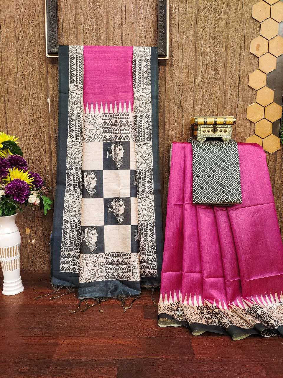 Ynf Tussar Silk KESH532 YOGITA 106 Sarees Wedding Collections Festive Collections Wholesale Printed Sarees Madhubani Sarees Silk Sarees Manufacturer