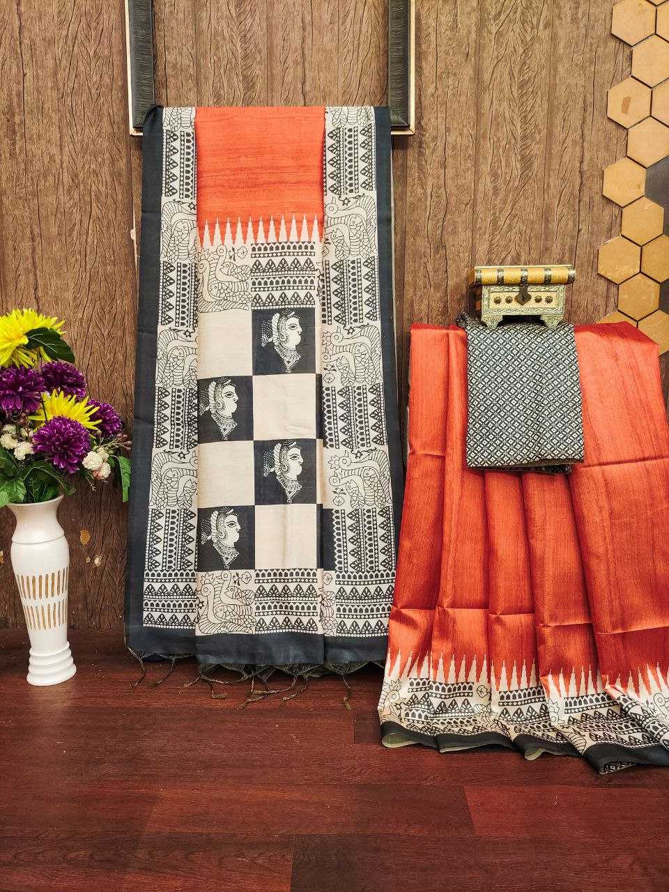 Ynf Tussar Silk KESH532 YOGITA 106 Sarees Wedding Collections Festive Collections Wholesale Printed Sarees Madhubani Sarees Silk Sarees Manufacturer