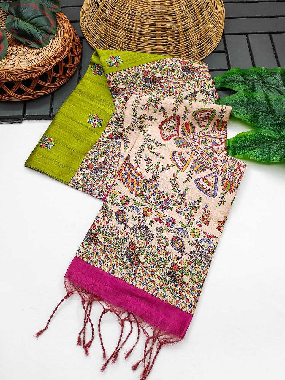 Ynf Tussar Silk KESH532 YOGITA 112 Sarees Wedding Collections Festive Collections Wholesale Madhubani Sarees Traditional Sarees Tussar Sarees Manufacturer