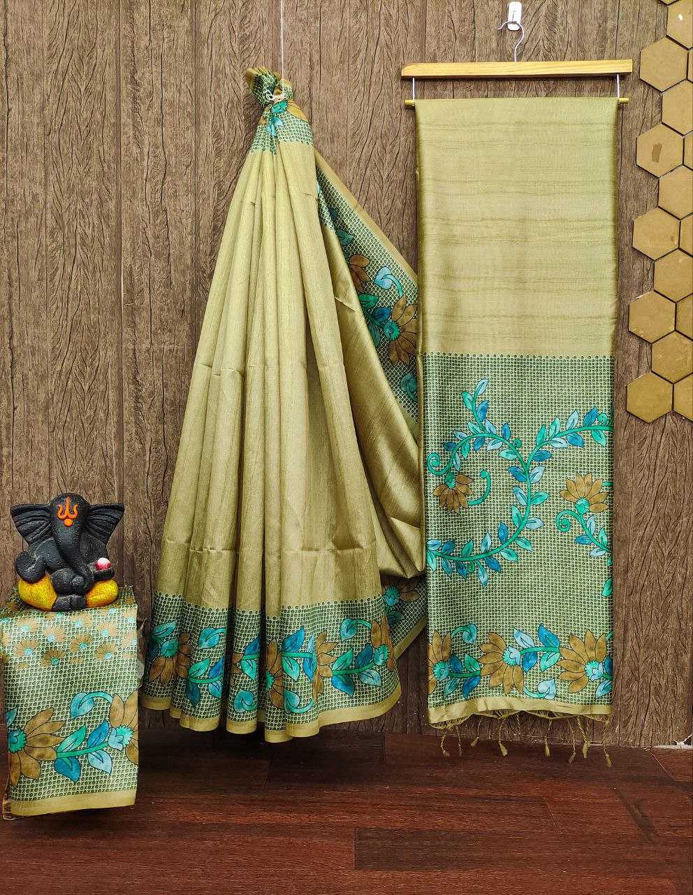 Ynf Tussar Silk KESH532 YOGITA FLOWER Silk Sarees Wholesale Tussar Silk Sarees Manufacturer