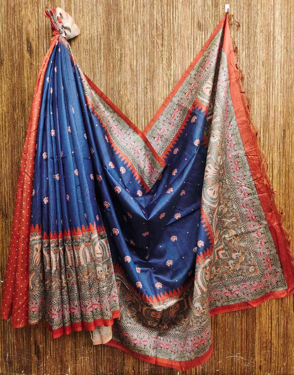Ynf Tussar Silk KESH532 Yogita Lotus 2 Silk Sarees Wholesale Printed Silk Saree Kalamkari Silk Sarees Manufacturer