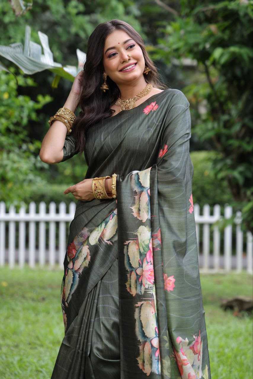Ynf Tussar Silk KESH532 YOGITA LOTUS 3 Silk Sarees Wholesale Tussar Silk Sarees Manufacturer
