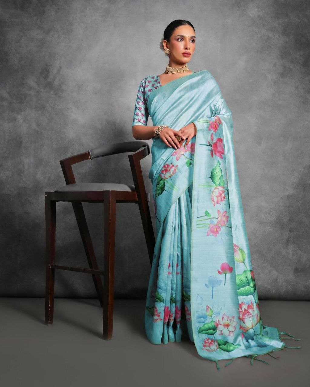 Ynf Tussar Silk KESH532 YOGITA LOTUS Silk Sarees Wholesale Tussar Silk Sarees Manufacturer