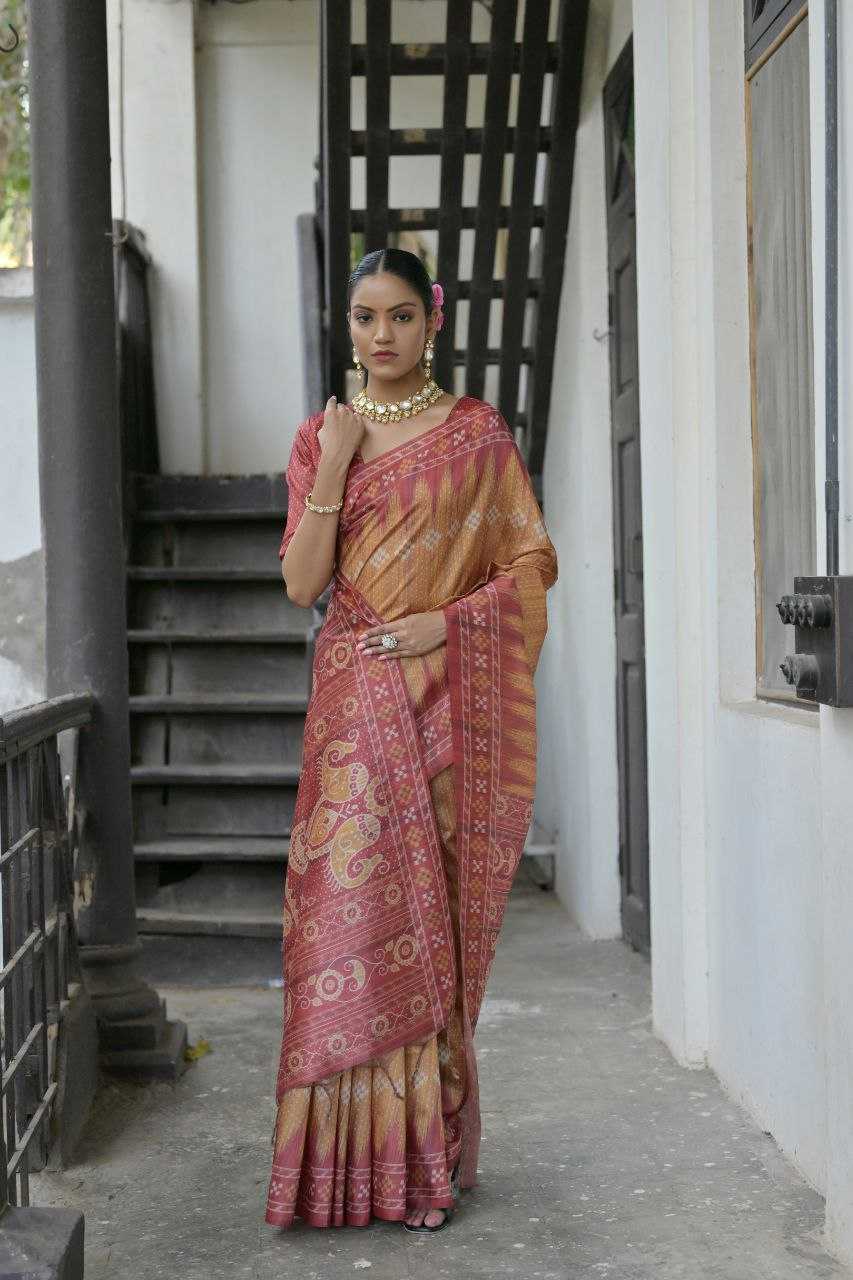 Ynf Tussar Silk KESH532 YOGITA TEMPLE 5 Silk Sarees Wholesale Traditional Silk Sarees Ikkat Silk Sarees Manufacturer