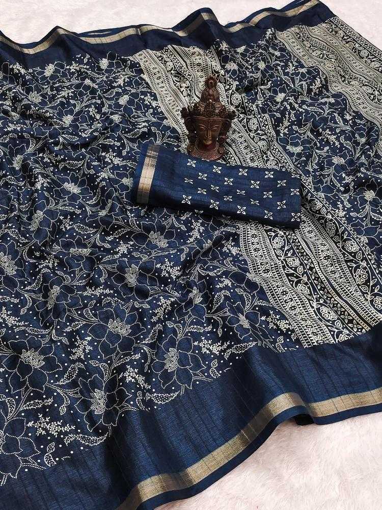 Ynf Tussar Silk RIN118 DANDI Silk Sarees Wholesale Tussar Silk Sarees Printed Silk Saree Zari Border Silk Sarees Manufacturer