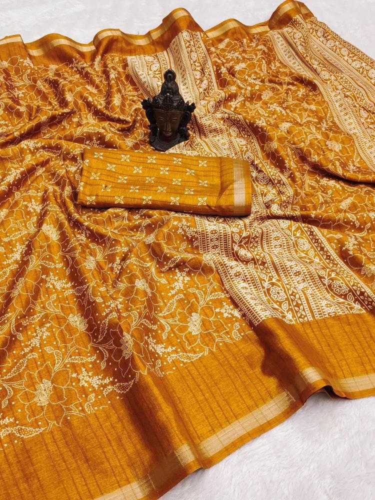 Ynf Tussar Silk RIN118 DANDI Silk Sarees Wholesale Tussar Silk Sarees Printed Silk Saree Zari Border Silk Sarees Manufacturer