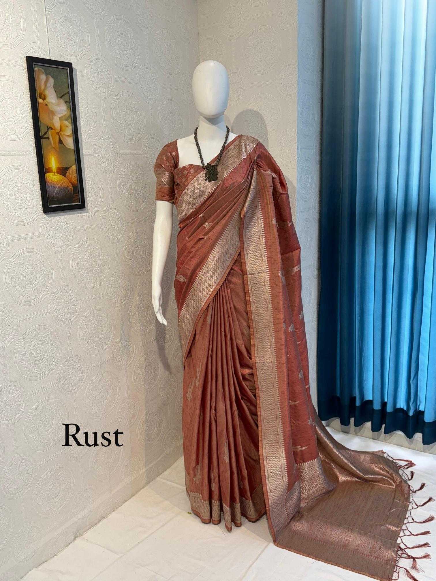 Ynf Tussar Silk RIN118 STERIO Silk Sarees Wholesale Tussar Silk Sarees Designer Silk Sarees Zari Border Silk Sarees Manufacturer