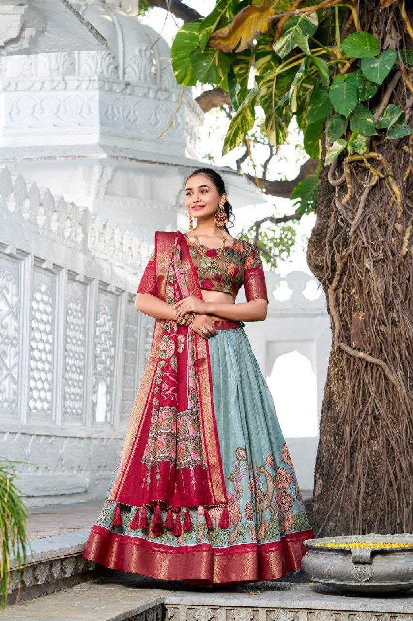 Ynf Tussar Silk RIN193 CHARM Lehengas Wedding Collections Festive Collections Wholesale Silk Lehenga Floral Lehenga Lehenga With Blouse Manufacturer