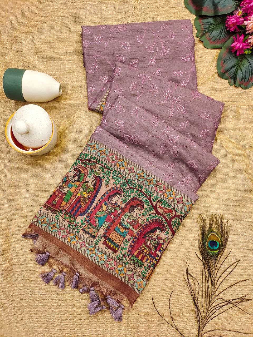 Ynf Tussar Silk RIN207 SANVI KALAMKARI Silk Sarees Wholesale Tussar Silk Sarees Kalamkari Silk Sarees Manufacturer