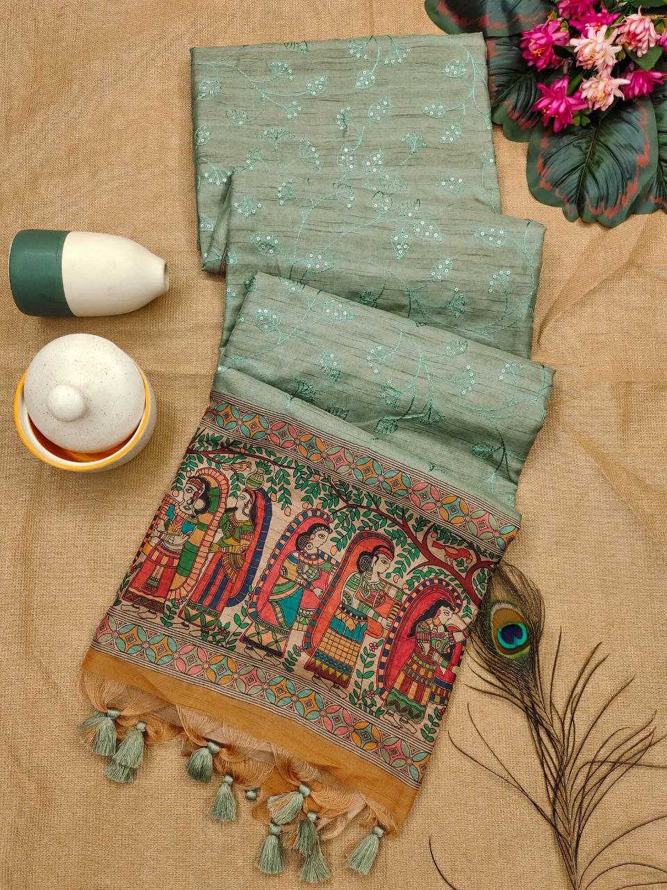 Ynf Tussar Silk RIN207 SANVI KALAMKARI Silk Sarees Wholesale Tussar Silk Sarees Kalamkari Silk Sarees Manufacturer