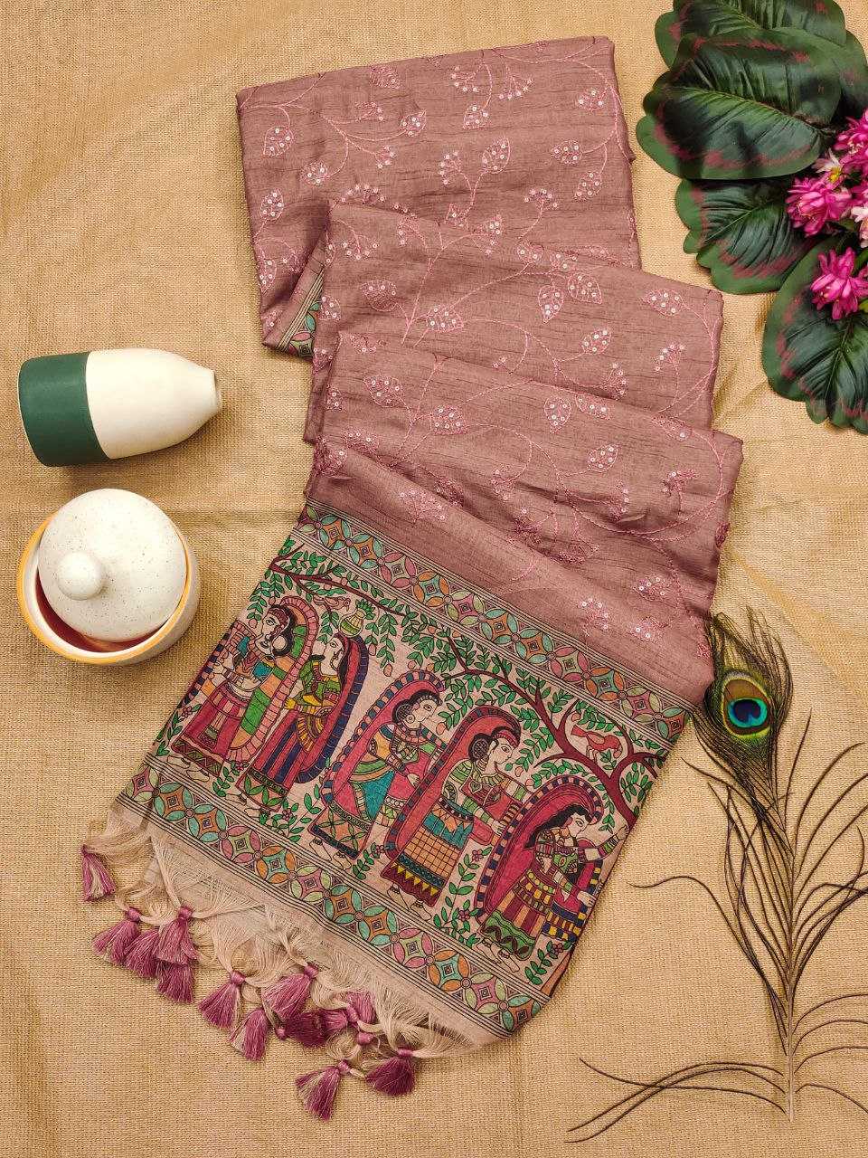 Ynf Tussar Silk RIN207 SANVI KALAMKARI Silk Sarees Wholesale Tussar Silk Sarees Kalamkari Silk Sarees Manufacturer