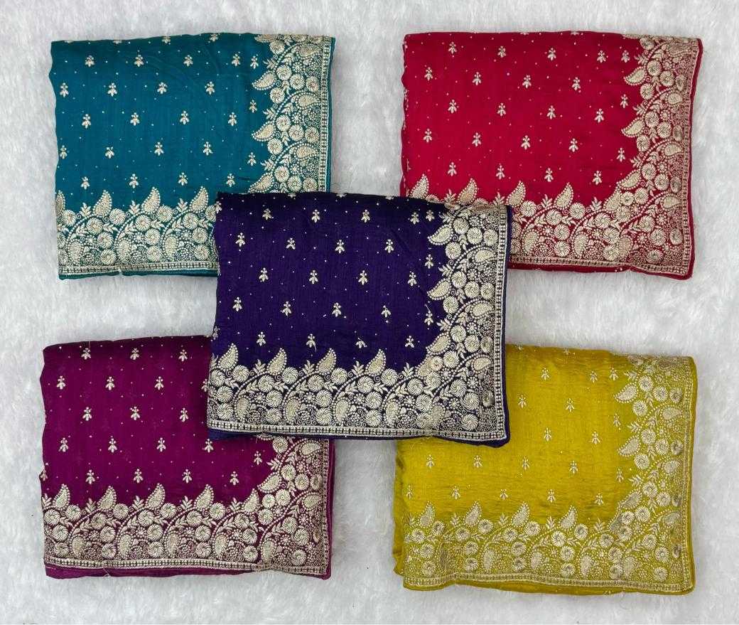 Ynf Soft Vichitra KESH114 2775 Sarees Wholesale Embroidered Sarees Stone Work Saree Zari Border Sarees Manufacturer