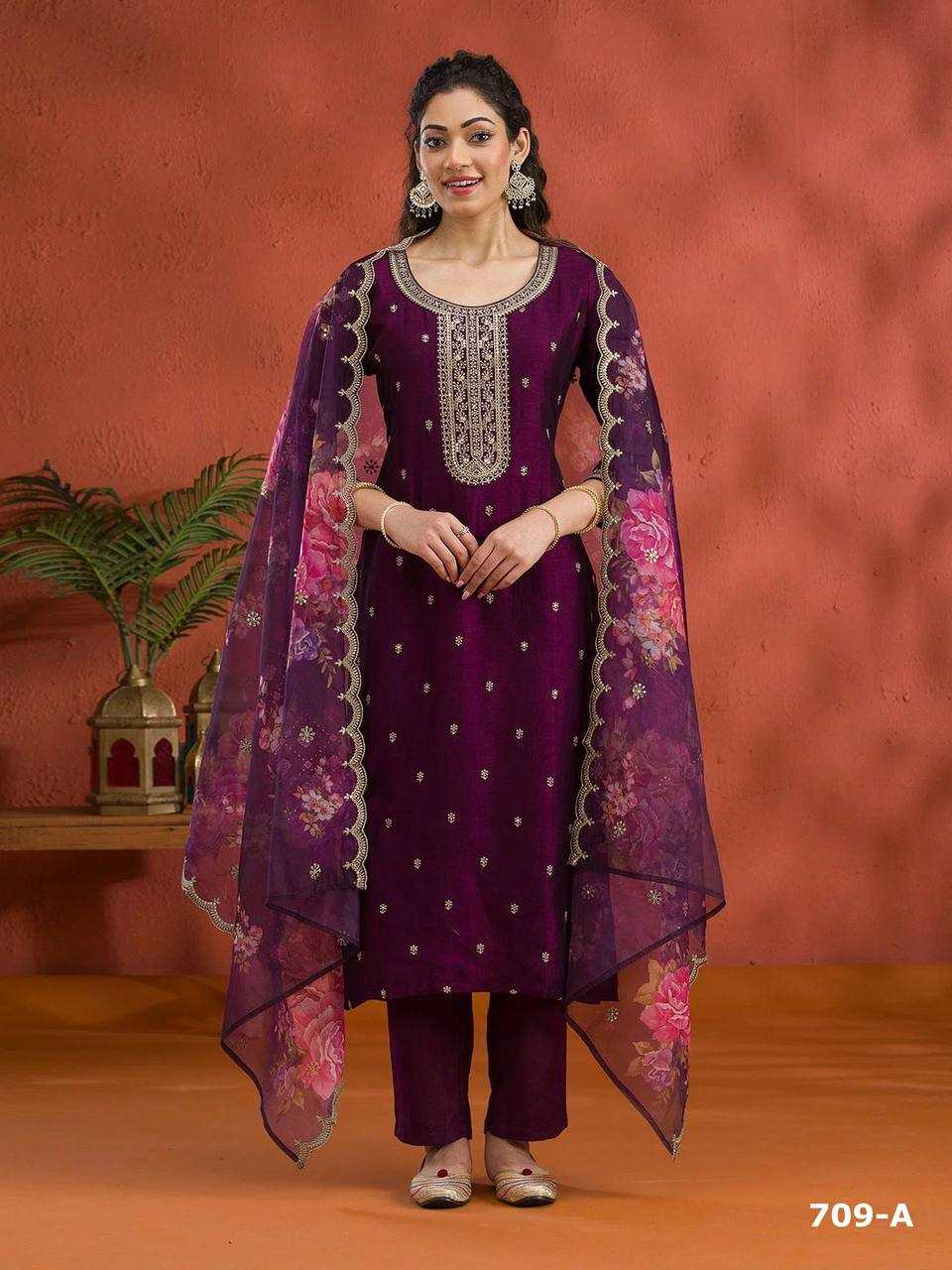 Ynf Vichitra Silk RIN131 709 Suits & Dresses Wedding Collections Festive Collections Wholesale Ladies Silk Suit Suit Material Embroidered Suits Manufacturer