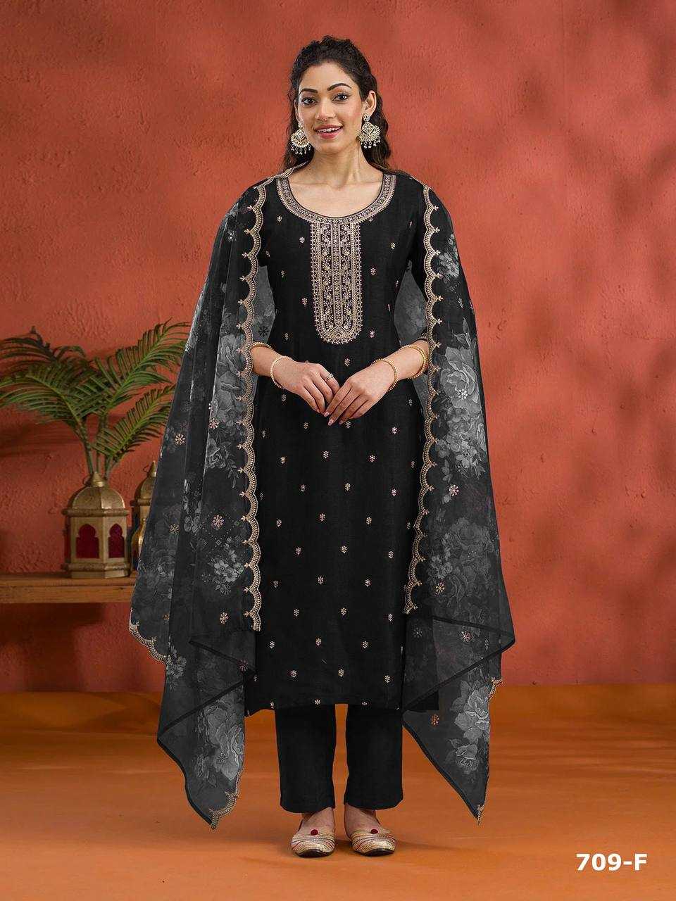 Ynf Vichitra Silk RIN131 709 Suits & Dresses Wedding Collections Festive Collections Wholesale Ladies Silk Suit Suit Material Embroidered Suits Manufacturer