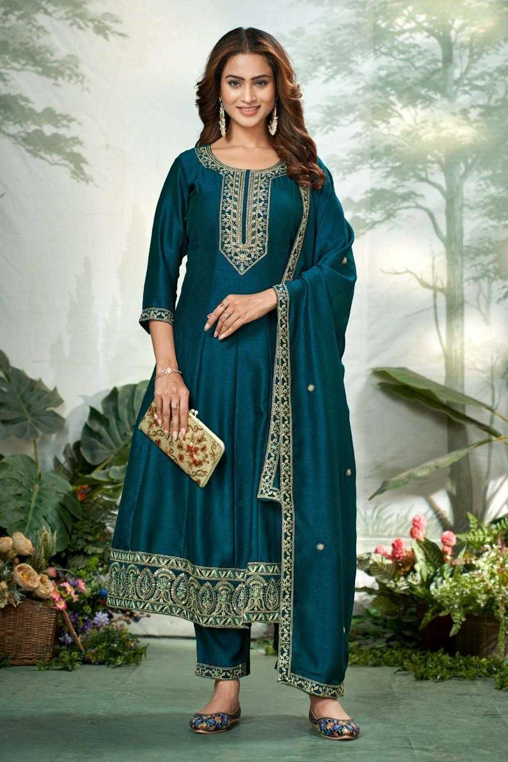 Ynf Vichitra Silk RIN190 3109 Setwise Collections Wholesale Gowns Catalogs Manufacturer