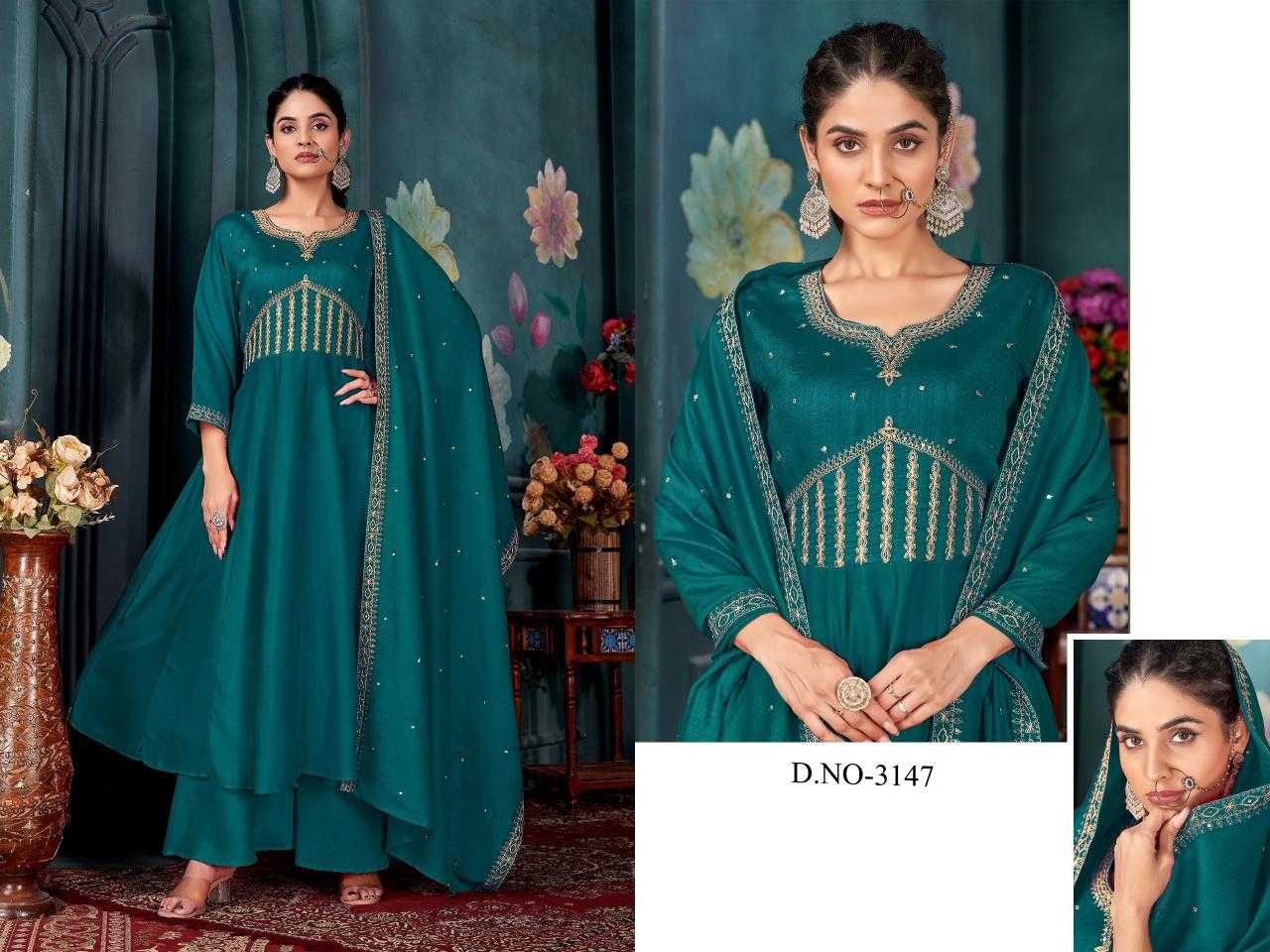 Ynf Vichitra Silk RIN190 Ladies Flavour-3145 Setwise Collections Wholesale Gowns Catalogs Manufacturer